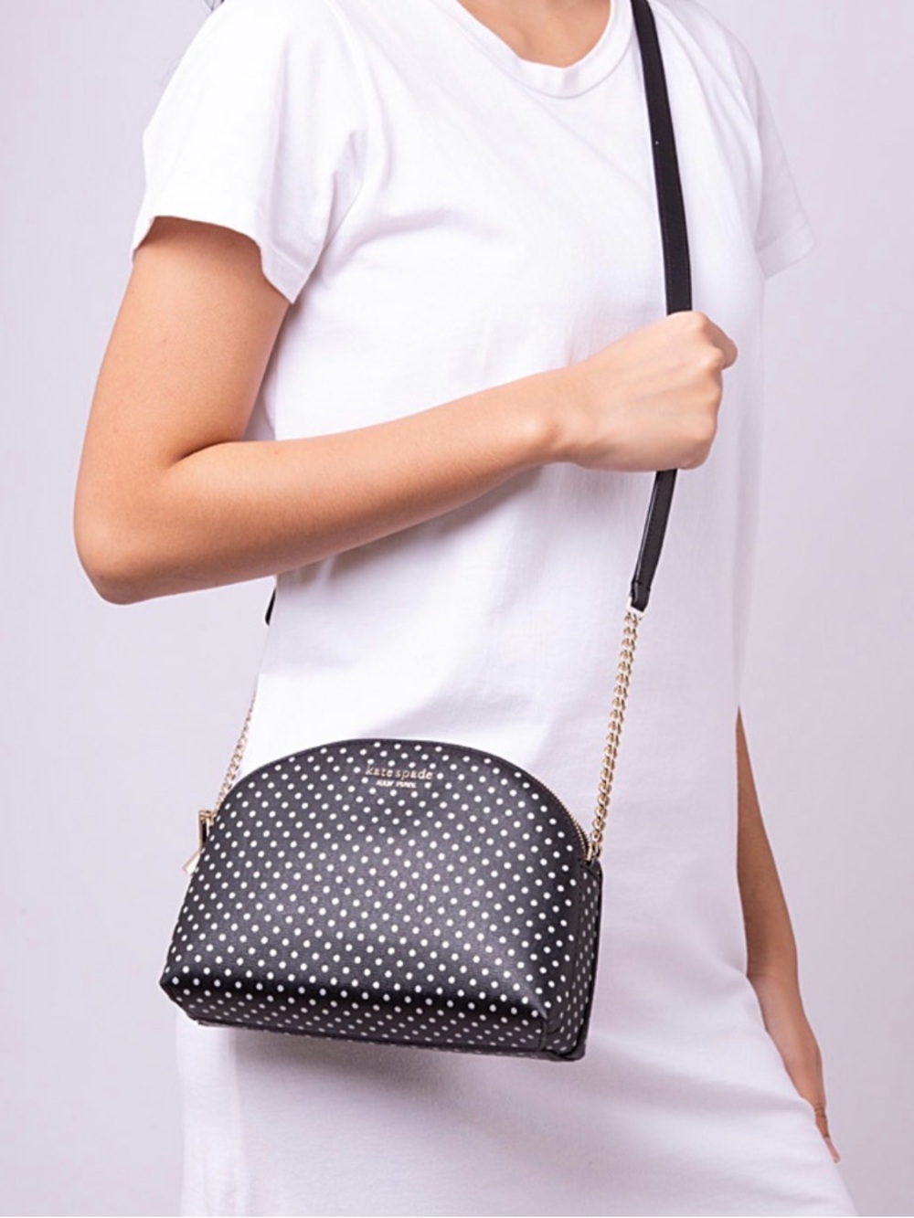Kate Spade Black Polka Dot Dome Crossbody Bag